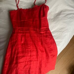 Bright red reformation linen dress!